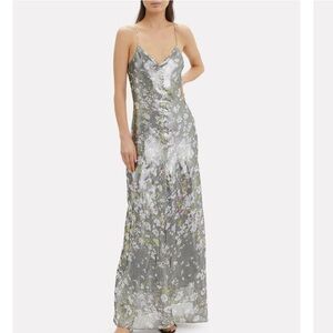 NWT Ganni Metallic Formal Floral dress EU 36 // US size 4